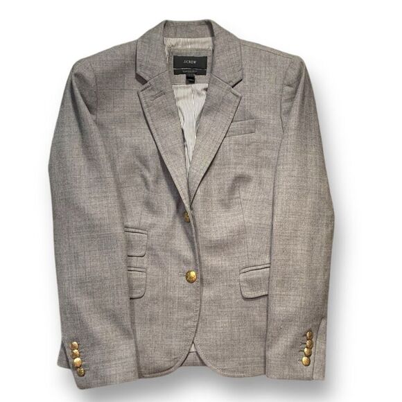 J.Crew Schoolboy Heather Gray Wool Blend Tailored Blazer Jacket 2 Petite - Picture 5 of 12